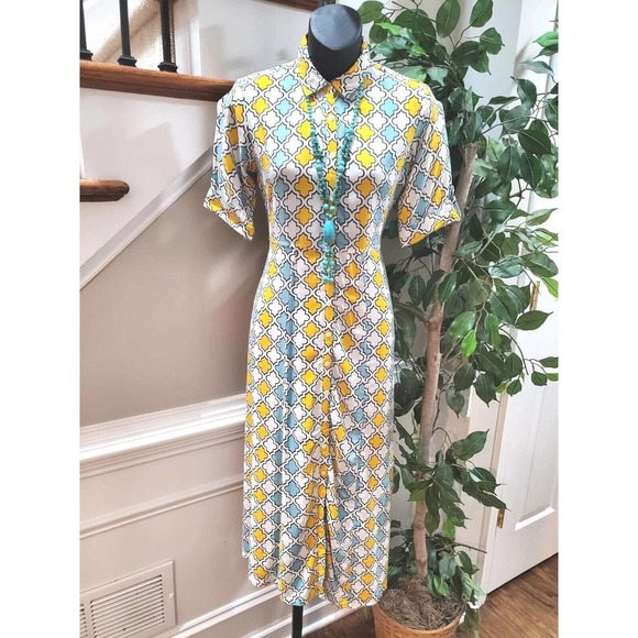 Ateesa Women's Multicolor Viscose Collared Half Sleeve Knee Length Dress Size XS - Picture 11 of 13